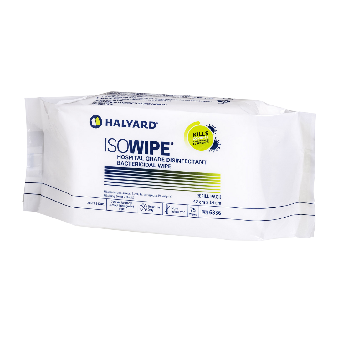 Halyard Isowipe Refill Pack – hospital-grade disinfectant surface wipes for healthcare and professional environments.