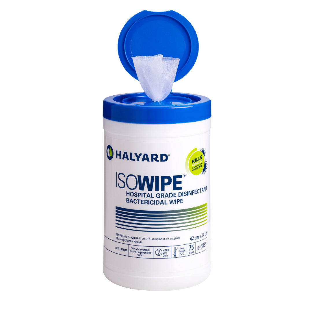 Halyard Isowipe Wipes Canister – 75 alcohol-based disinfectant wipes for medical-grade surface cleaning
