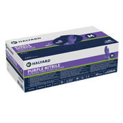 Halyard Purple Nitrile Exam Gloves provide durable, latex-free protection with textured fingertips, available in sizes XS to Large for healthcare and daily care.
