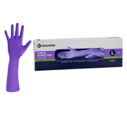 Halyard Purple Nitrile Max Exam Gloves provide maximum strength, latex-free protection with textured fingertips, available in sizes Small to Extra Large.