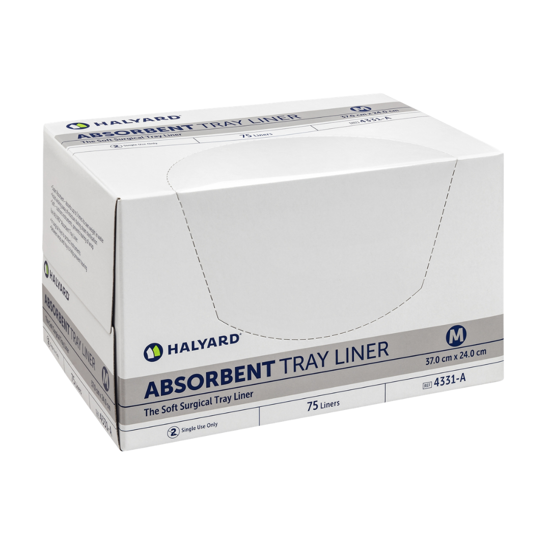 Halyard Tray Liner Absorbent Low Lint 24x37cm provides clean, absorbent protection for medical trays, reducing lint and supporting infection control.