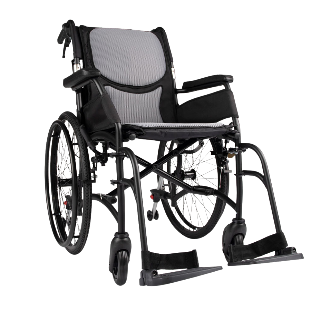 Hero Medical Comfy Lite self‑propelled wheelchair with lightweight rust‑free frame, padded seat, ergonomic design, and safe mobility support for independence.