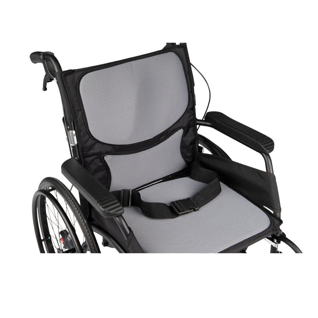 Hero Medical Comfy Lite self‑propelled wheelchair with lightweight rust‑free frame, padded seat, ergonomic design, and safe mobility support for independence.