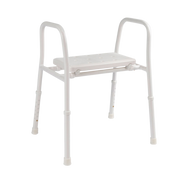Hero Medical folding portable shower stool with rust‑free aluminium frame, lightweight collapsible design, stable support, and safe aid for independent bathing.