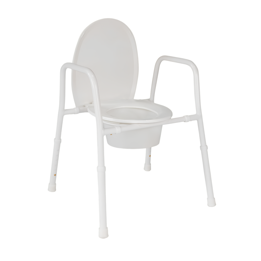 Hero Medical portable over toilet aid, rust‑free aluminium frame, lightweight and stable design, height adjustable, supports safe toileting and independence.