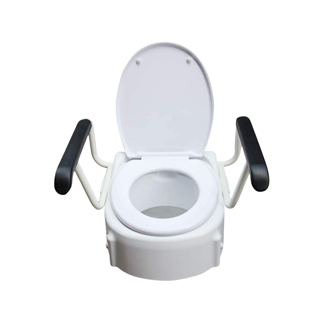 Hero Medical Raised Toilet Seat with swing back arms, stable lightweight design, rust‑free frame, and supportive aid for safe, independent bathroom use.