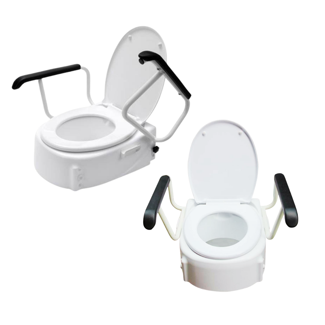 Hero Medical Raised Toilet Seat with swing back arms, stable lightweight design, rust‑free frame, and supportive aid for safe, independent bathroom use.