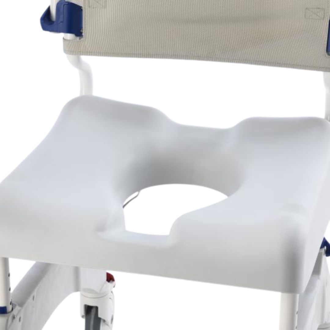 Hero Medical Aquatec Ocean Ergo Transit shower commode chair, ergonomic seat, rust‑free frame, tilt‑in‑space comfort, safe assisted hygiene and mobility support.