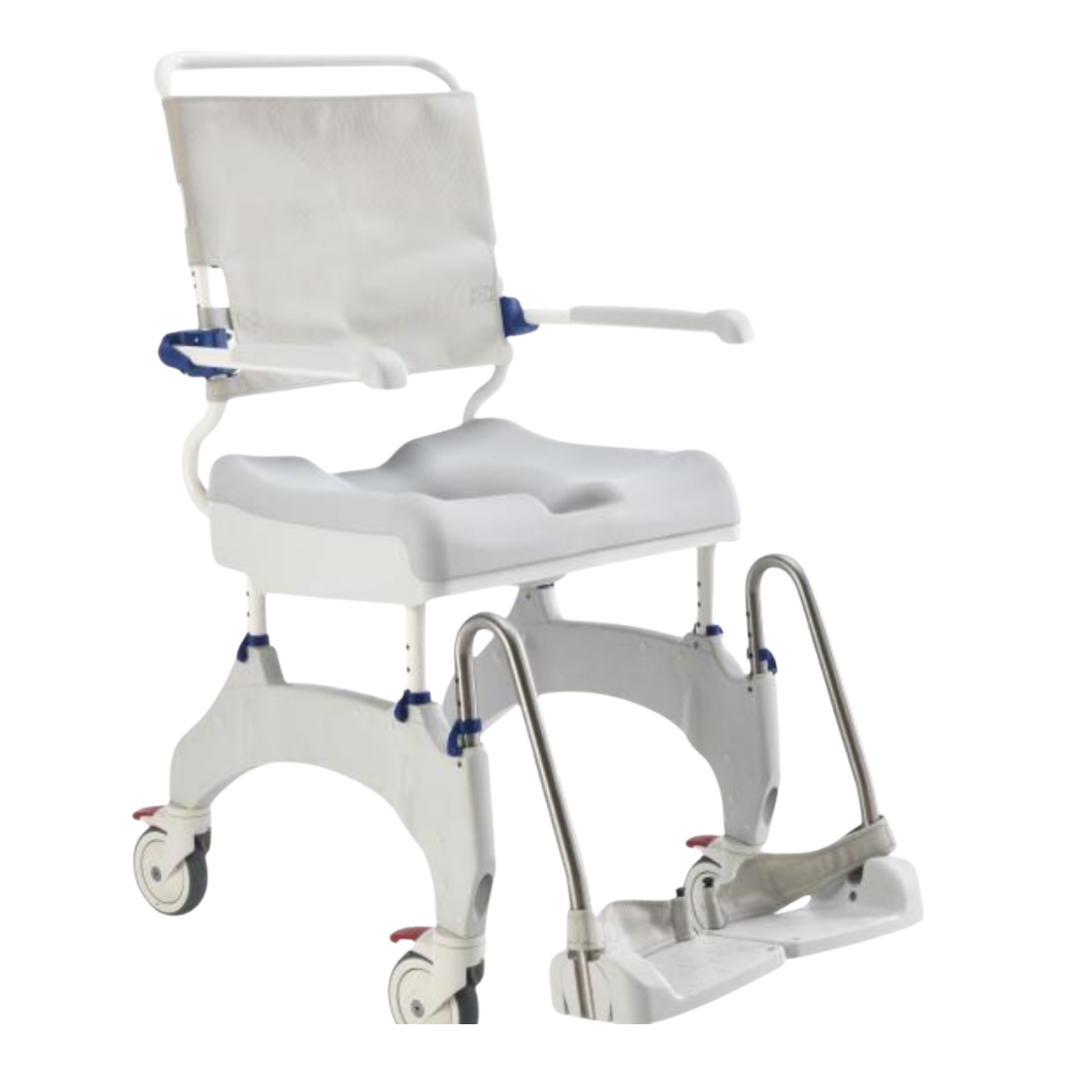 Hero Medical Aquatec Ocean Ergo Transit XL shower commode chair, wider ergonomic seat, rust‑free frame, tilt‑in‑space comfort, safe assisted hygiene care.
