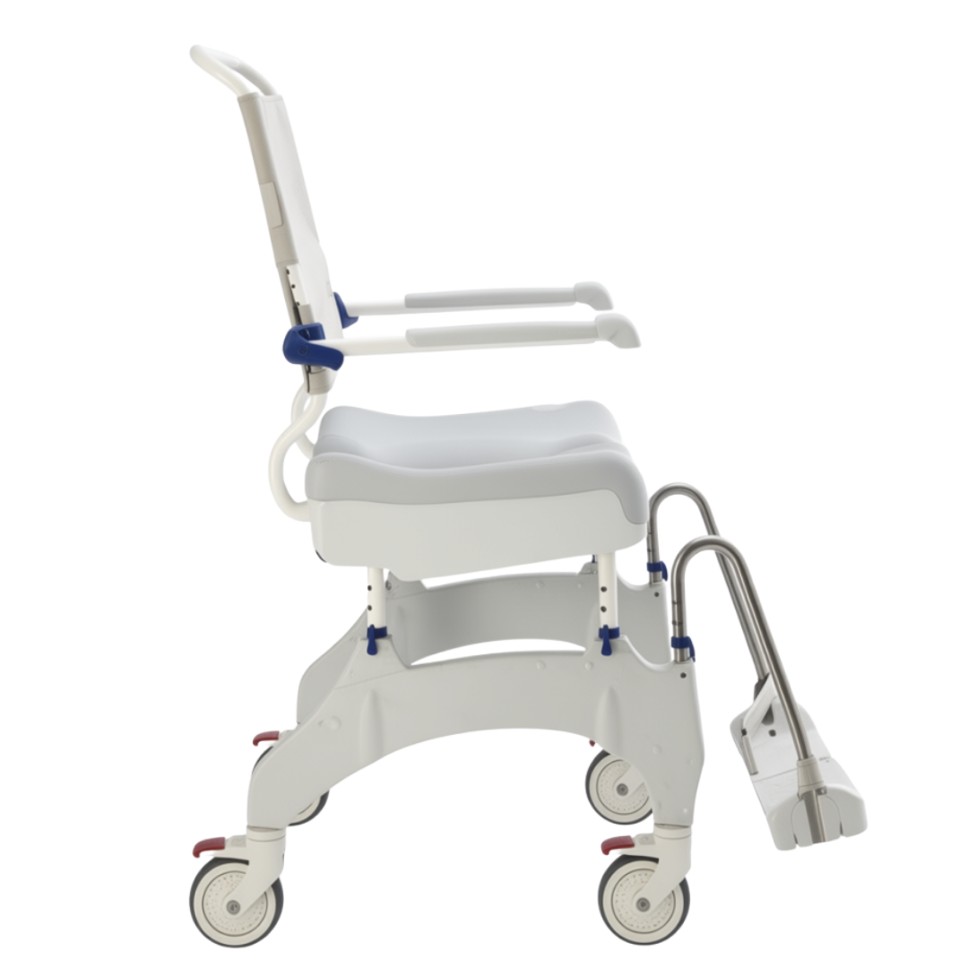 Hero Medical Aquatec Ocean Ergo Transit XL shower commode chair, wider ergonomic seat, rust‑free frame, tilt‑in‑space comfort, safe assisted hygiene care.