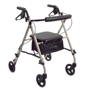 Hero Medical Ultra Light Rollator available in gold and silver, foldable lightweight frame with padded seat.