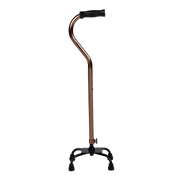 Hero Medical Walking Stick Quad Cane with small base, available in bronze and silver finishes for stable mobility.