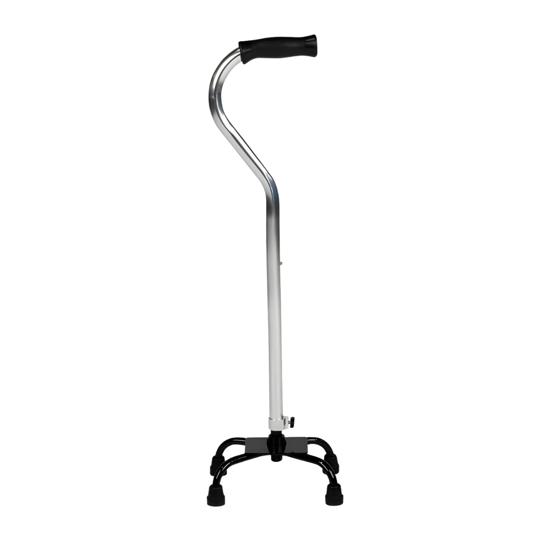 Hero Medical Walking Stick Quad Cane with small base, available in bronze and silver finishes for stable mobility.