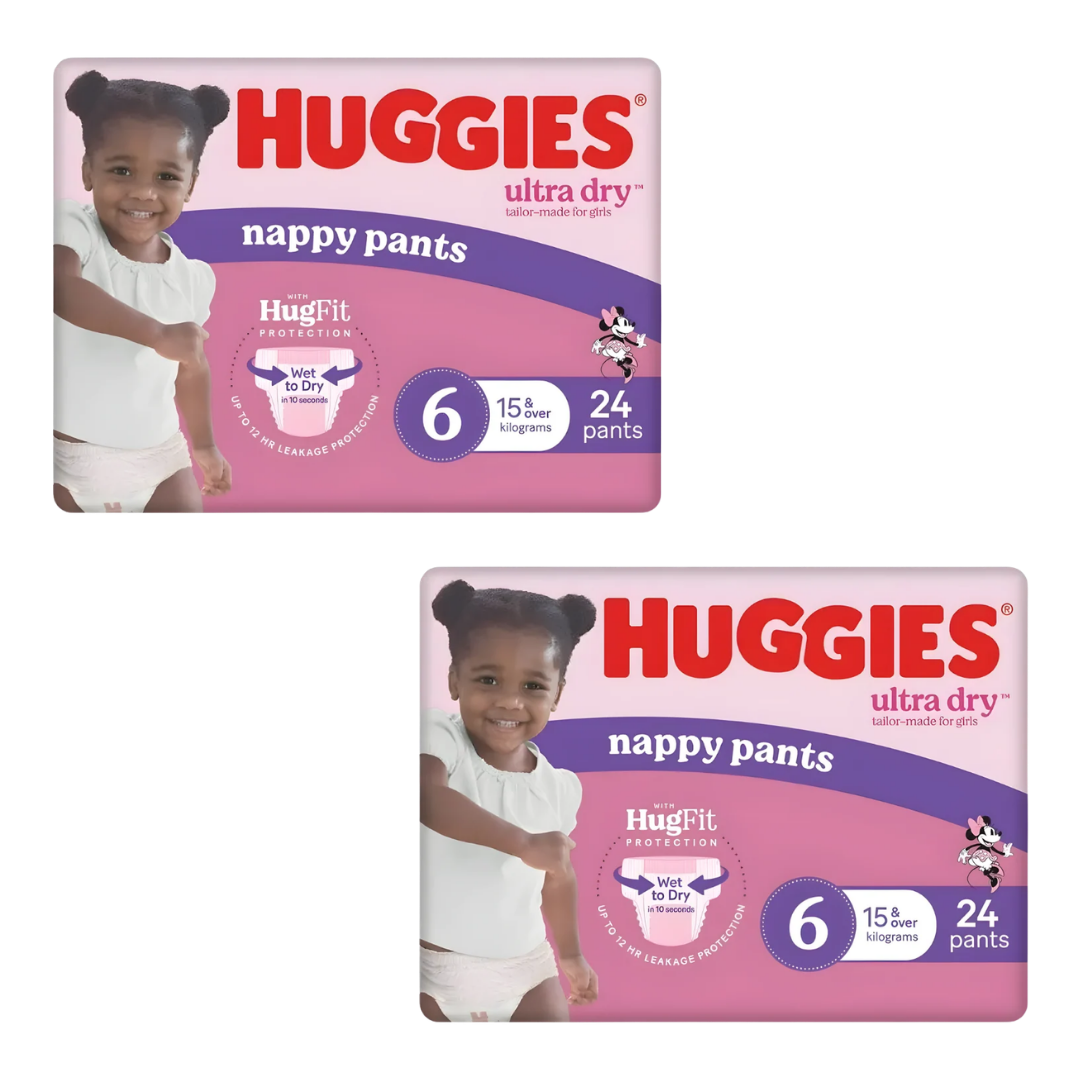 Huggies Ultra Dry Nappy Pants Junior Girl absorbent pull‑up continence underwear.