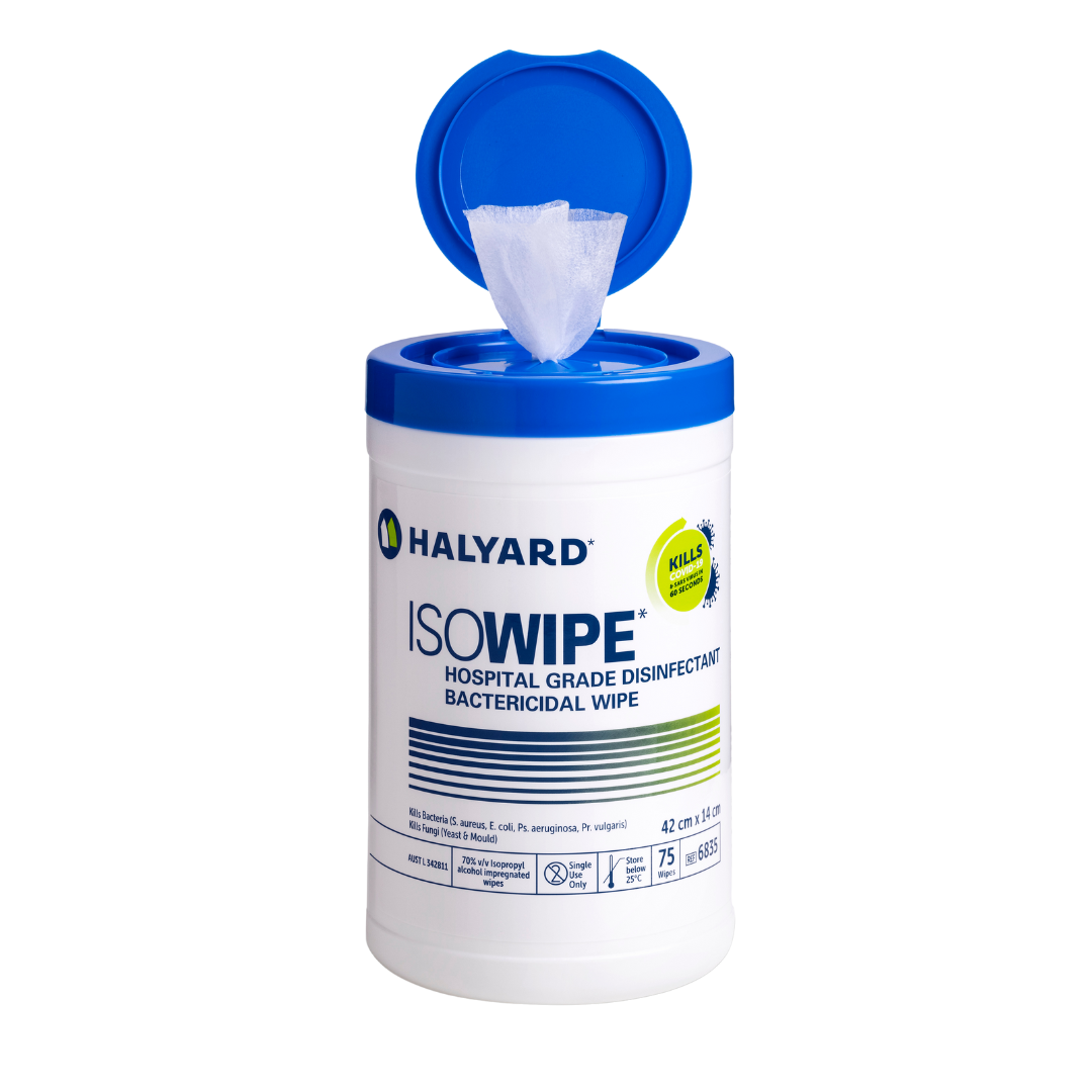 ISOWIPE Hospital-Grade Disinfectant Wipes Canister (70% Isopropyl Alcohol) – Kills Bacteria & Fungi – HACCP Certified – ARTG #342811