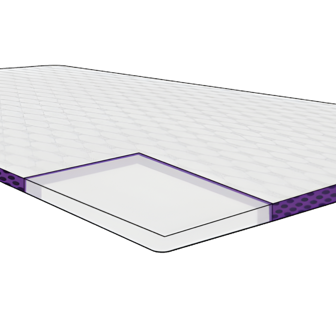 Icare ActiveX Topper Mattress with pressure-relieving foam, washable cover, and non-slip underside, designed to improve comfort and reduce pressure for aged care and in-home recovery settings.