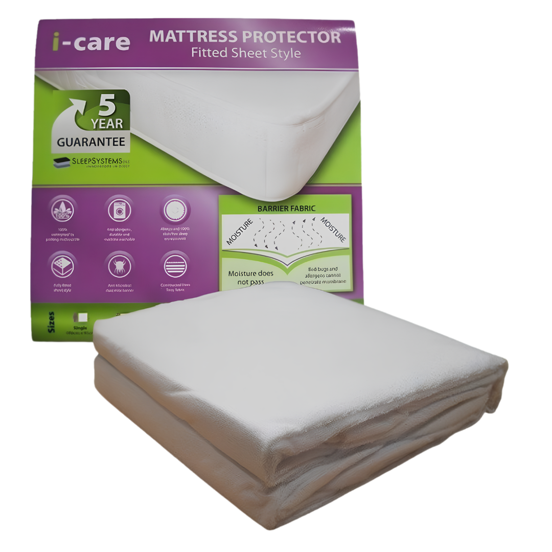 Icare Mattress Protection Long Double provides durable waterproof coverage, safeguarding bedding from spills, stains, and moisture in healthcare and home use.