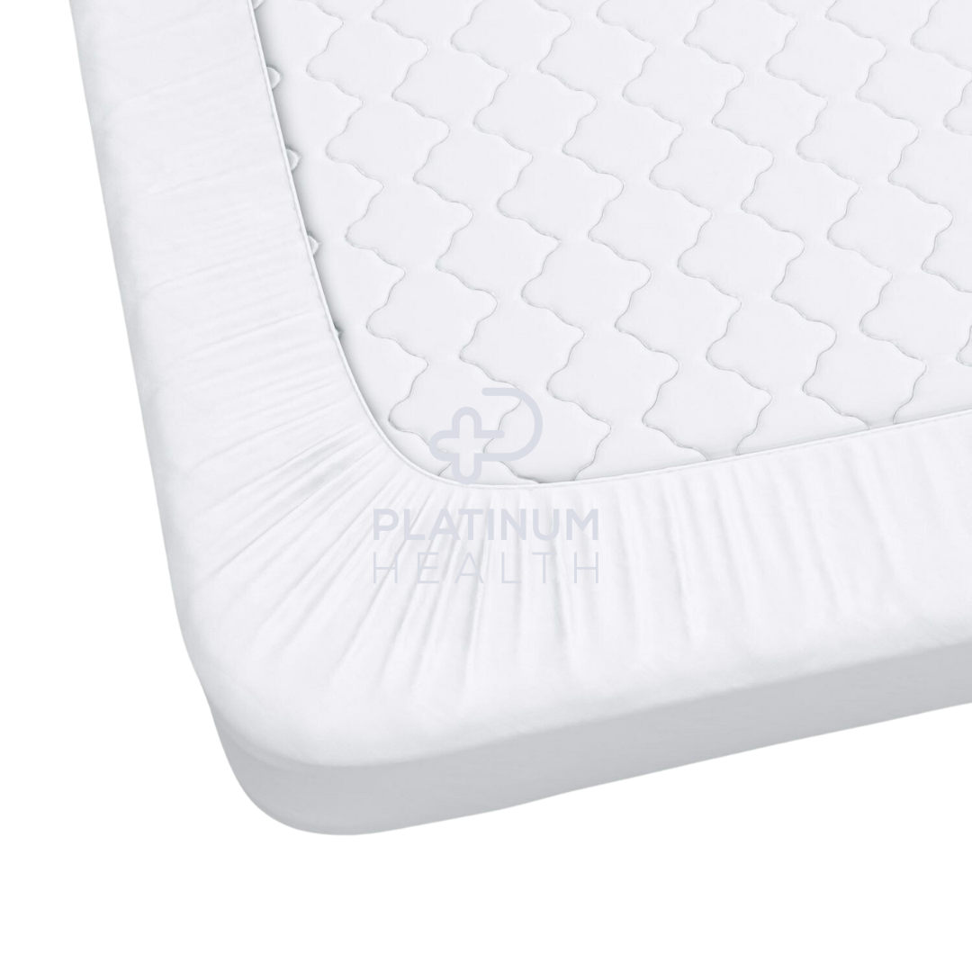 Waterproof Terry Mattress Protector with 30cm skirt, soft terry surface and waterproof backing for comfort and reliable mattress protection.