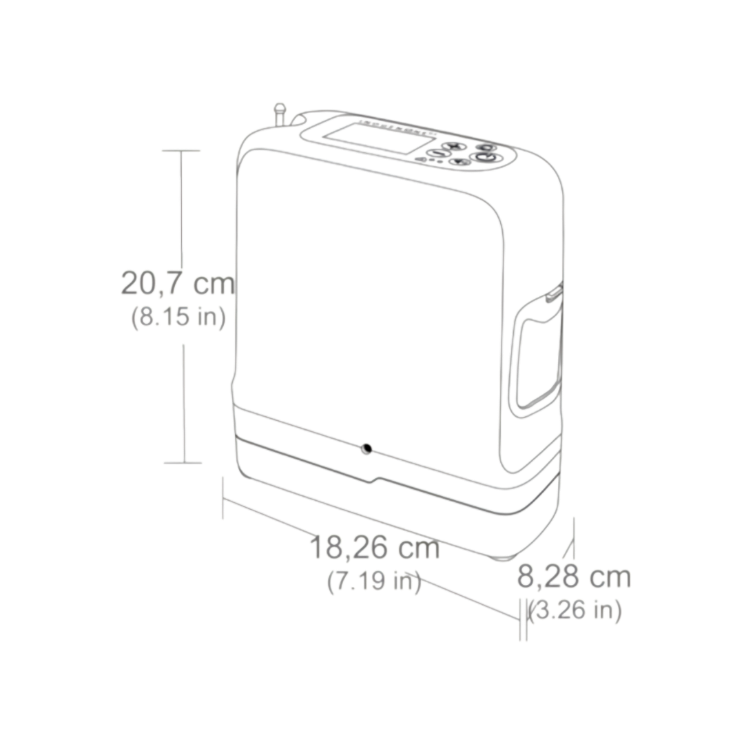 Inogen Rove 6 portable oxygen concentrator with 16‑cell battery, lightweight design, extended runtime, supports active lifestyle and reliable oxygen therapy.