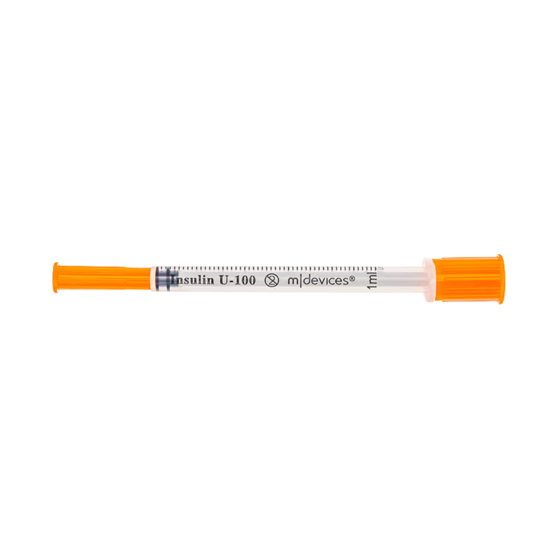 Insulin syringe 1mL with fixed needle multiple gauges and lengths sterile single-use for insulin injections clear barrel for accurate dosing daily use