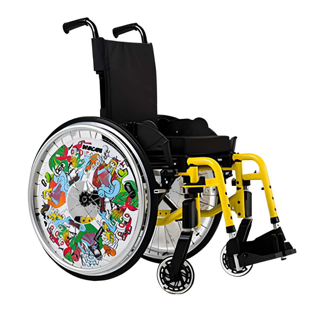 Invacare Action 3 Junior self‑propelled wheelchair designed for children, featuring lightweight construction and adjustable seating for growing users in daily mobility.