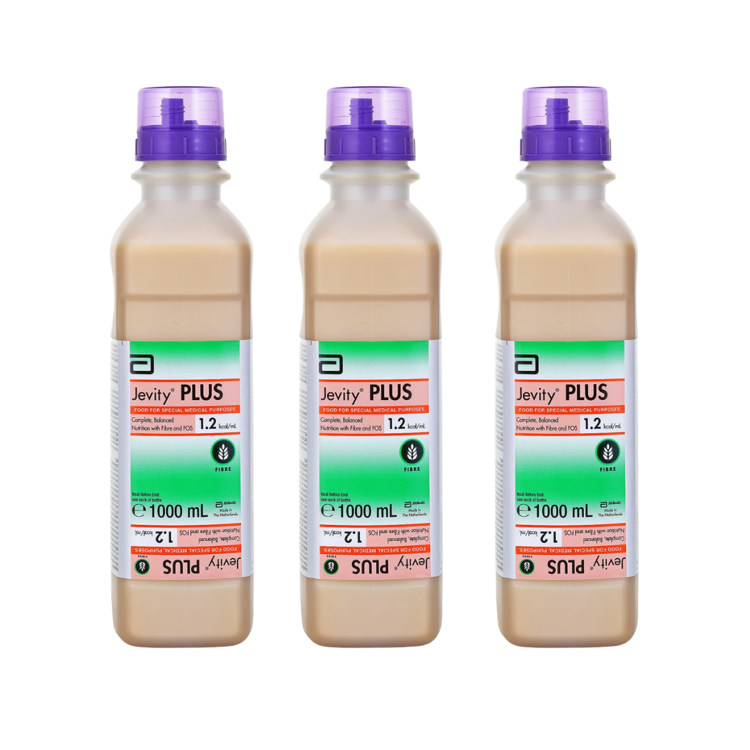 Jevity Plus Ready To Hang Unflavoured 1000mL enteral feeding formula.