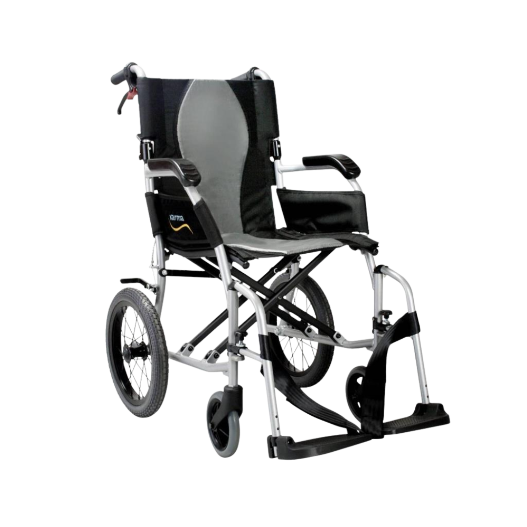 Karma Ergo Lite Deluxe Wheelchair – ultra-light, foldable wheelchair with ergonomic seating and antimicrobial upholstery for everyday mobility.