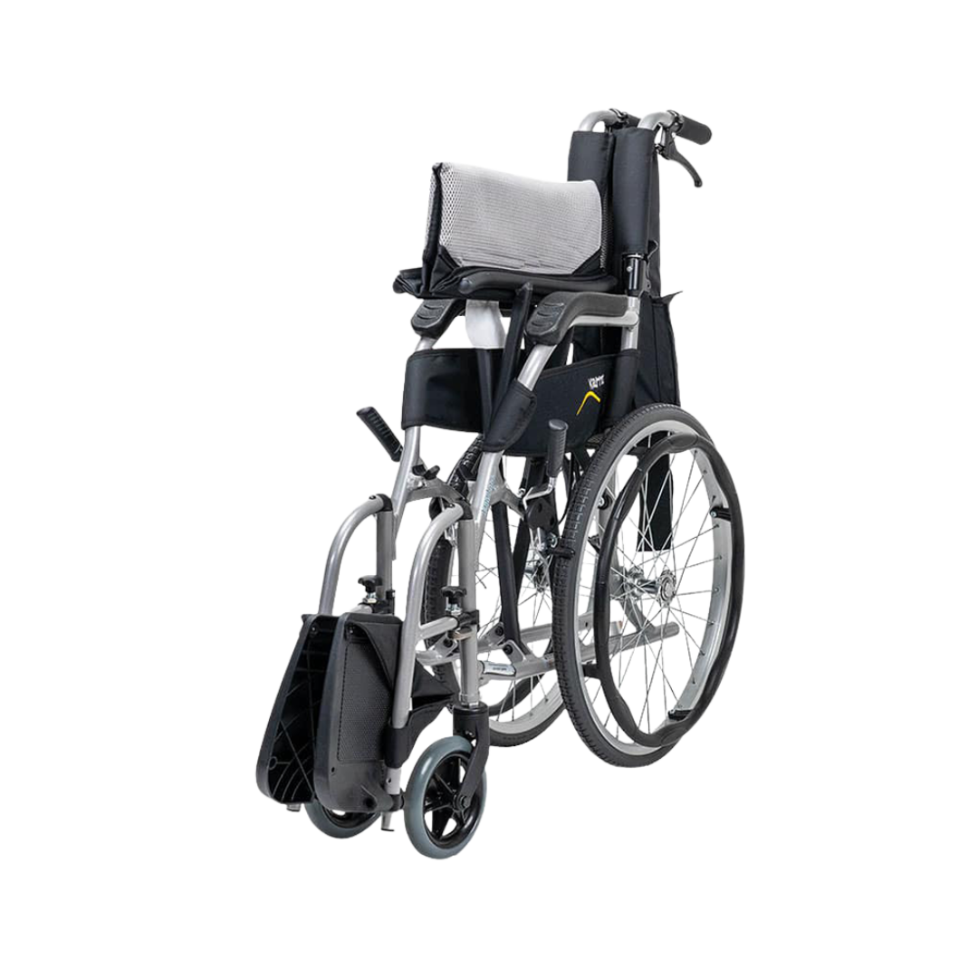 Karma Ergo Lite Deluxe Wheelchair – ultra-light, foldable wheelchair with ergonomic seating and antimicrobial upholstery for everyday mobility.
