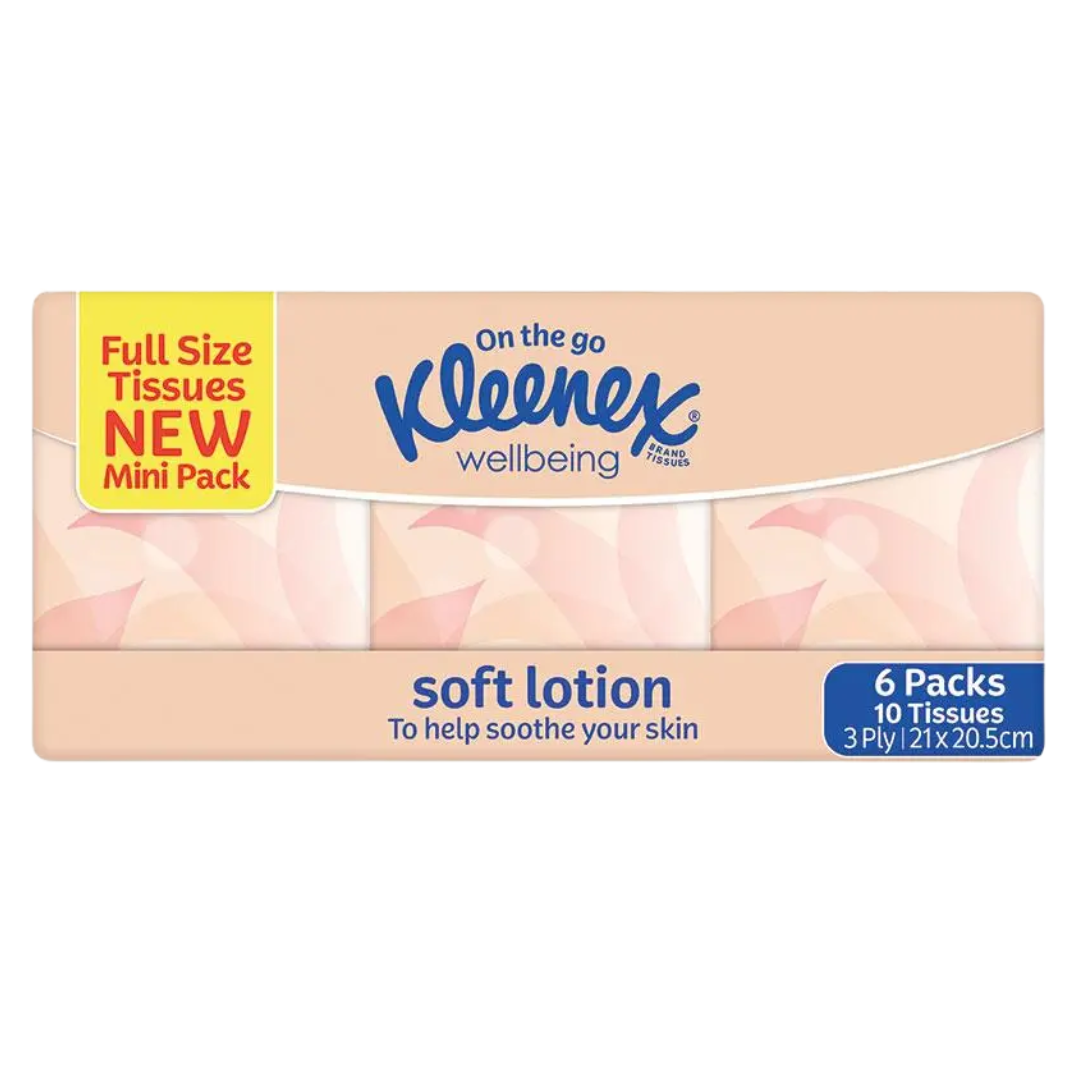 Kleenex Soft Lotion Tissues – 10 x 6 Packs for Gentle Skin Care
