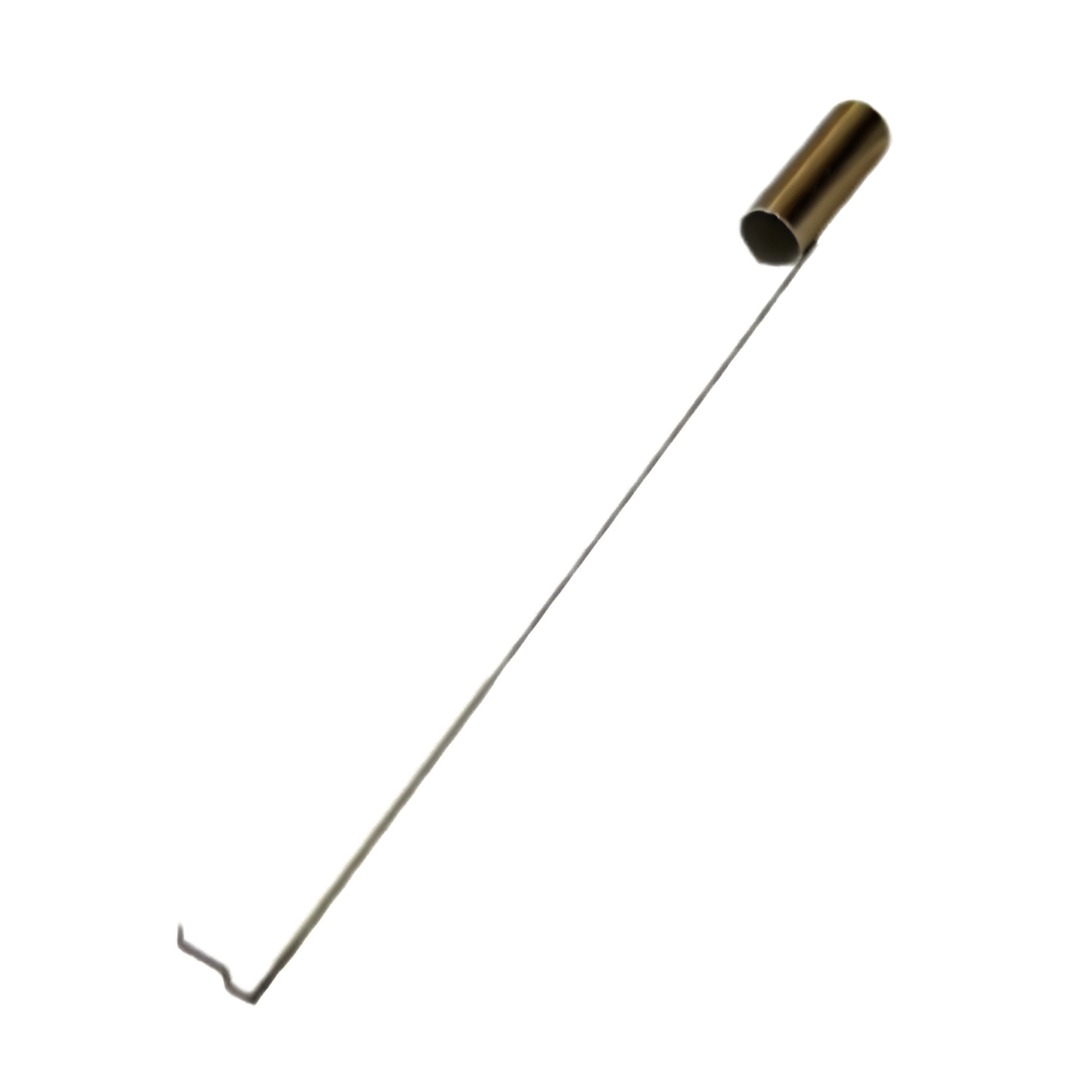Angled view of a long-handled stainless steel ladle for cryogenic liquid nitrogen transfer