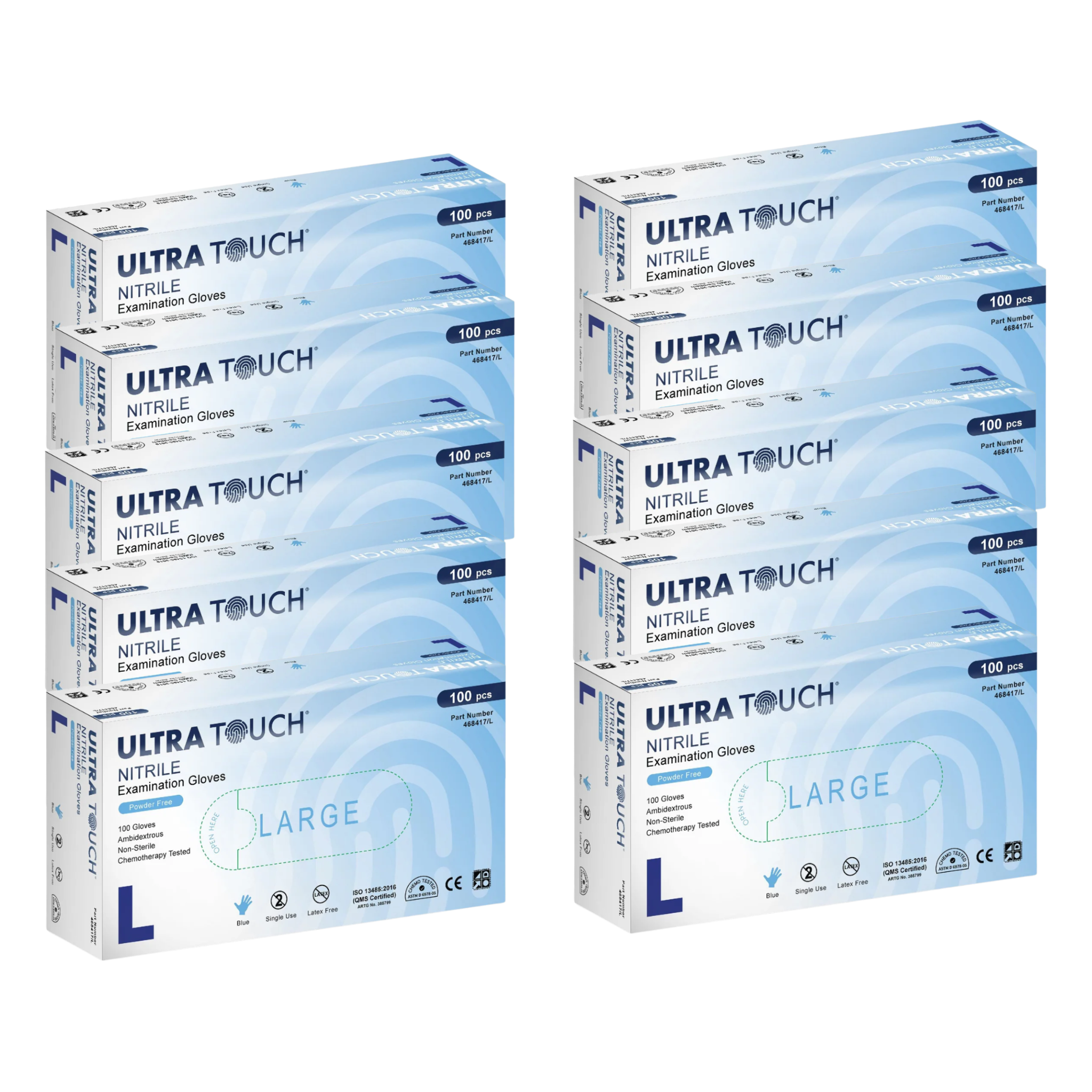 Ultra Touch 检查丁腈蓝色无粉化疗级手套