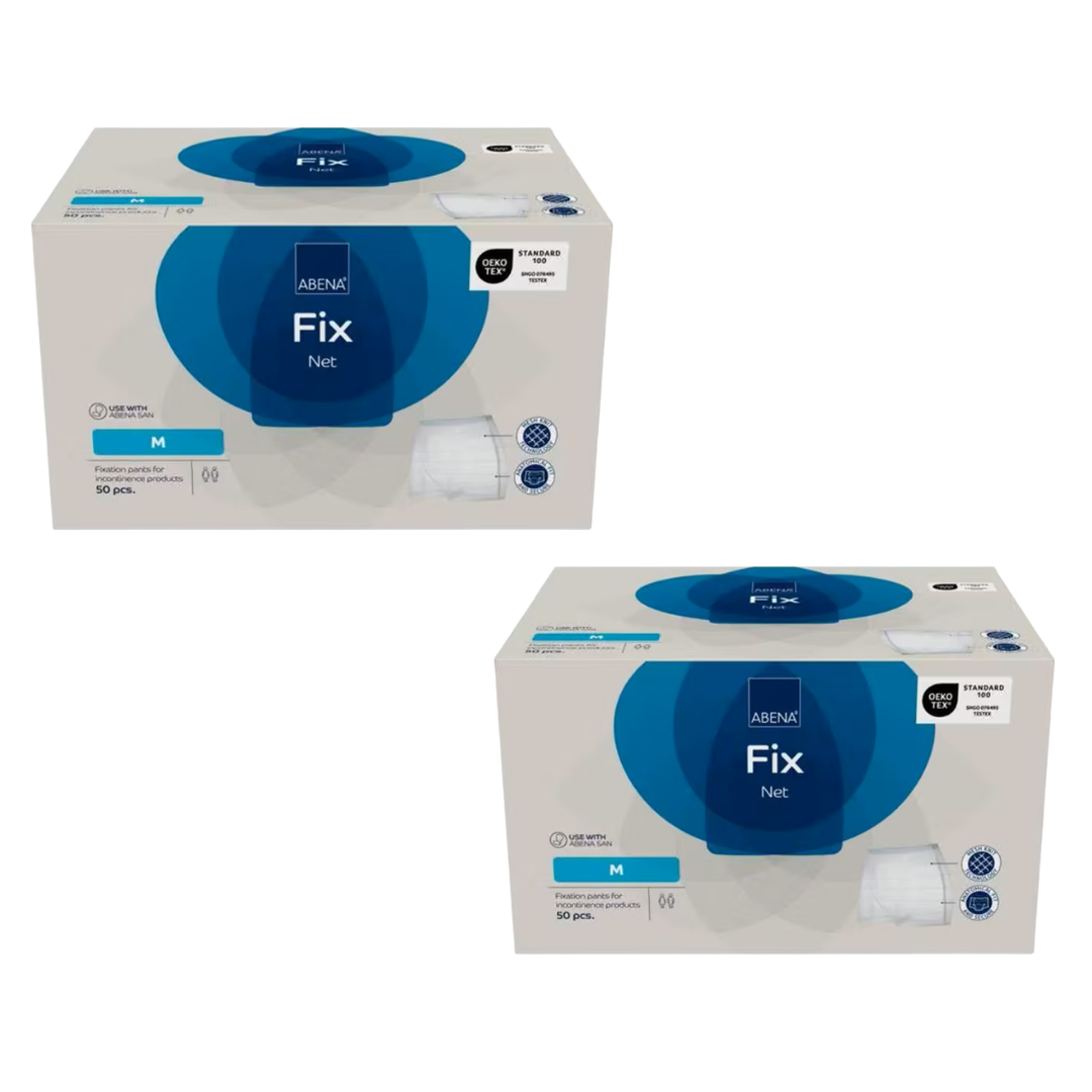 Abena Abri-Fix Net incontinence fixation pants in Medium (Blue color code), suitable for hip sizes 80-130cm.
