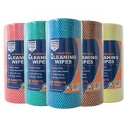 Maxvalu Cleaning Heavy Duty Commercial Wipes roll with 90 perforated, reusable sheets in colour-coded options, designed for food-safe, healthcare, and industrial cleaning applications.