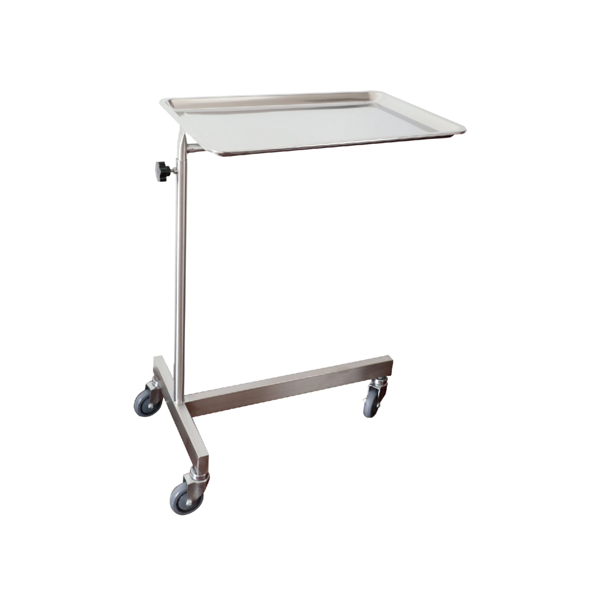 Mayo Instrument Trolley with powder-coated frame, adjustable height and smooth mobility, ideal for hospitals, aged care and home care procedures.