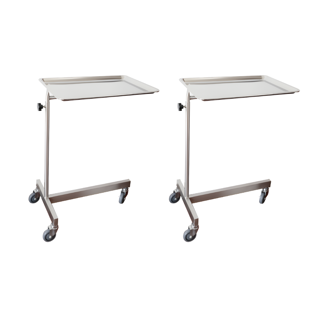 Mayo Instrument Trolley with powder-coated frame, adjustable height and smooth mobility, ideal for hospitals, aged care and home care procedures.