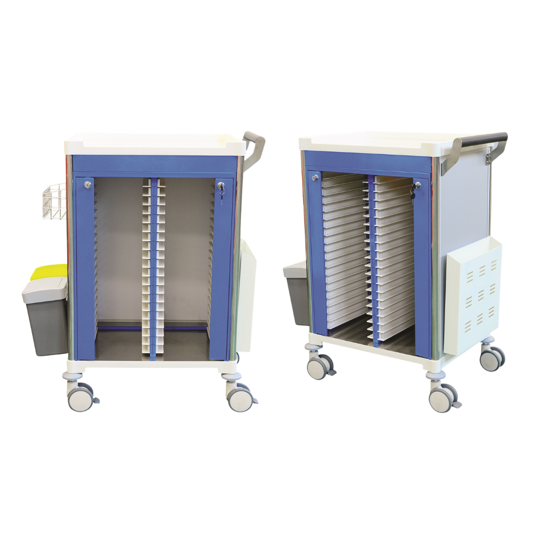 Medical Record Trolley with no drawer designed for hospitals, aged care facilities, and clinics to organise and transport patient files efficiently and securely.