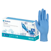 Medicom Vitals Blue Textured Nitrile Examination Gloves box.