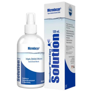 Bottle of Microdacyn Wound Care Spray 120mL with spray nozzle, designed for safe, non-toxic cleansing of acute, chronic, and post-surgical wounds.