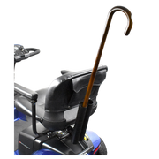 Mobility scooter cane holder with secure rear mounting, durable lightweight design, easy access for walking aid, supports safe travel and rider independence.