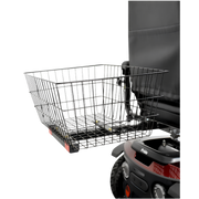 Mobility scooter rear basket with secure mounting, durable wire design, spacious storage for personal items, supports convenience and independence on the go.