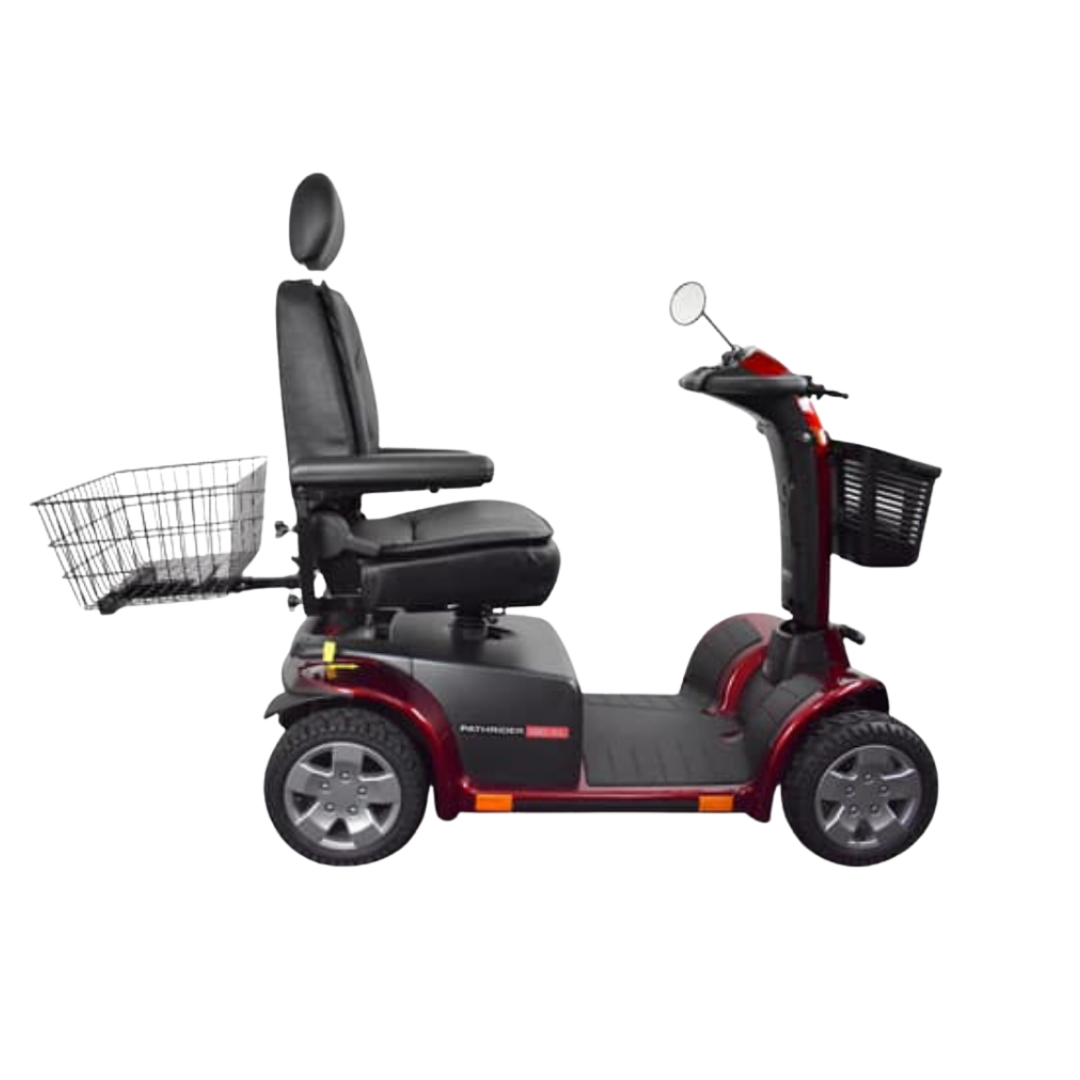 Mobility scooter rear basket with secure mounting, durable wire design, spacious storage for personal items, supports convenience and independence on the go.