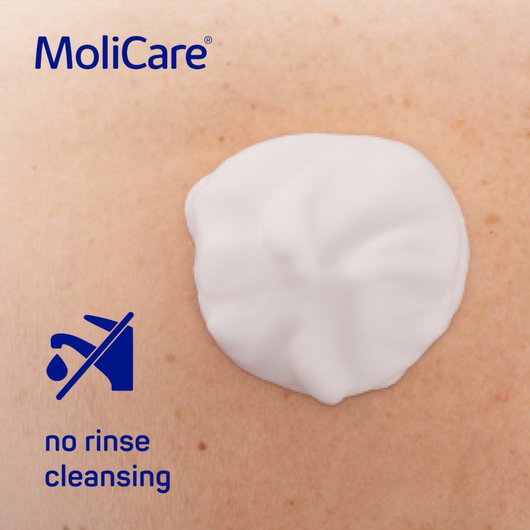 MoliCare Skin Cleanse Foam 400ml – no-rinse gentle cleansing foam for sensitive skin and incontinence care.