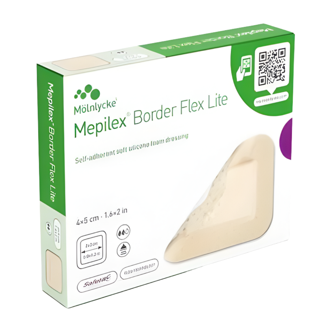 Molnlycke Mepilex Lite Foam Dressing 10x10cm provides gentle protection for low-exuding wounds with Safetac technology, ideal for fragile and sensitive skin care.