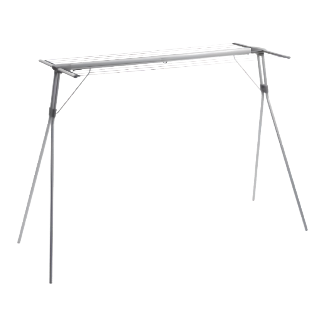 Portable Mrs Peggs Classic 10 Handy Line with 10 drying rails, foldable aluminium frame, accessible height, ideal for indoor or outdoor laundry drying.