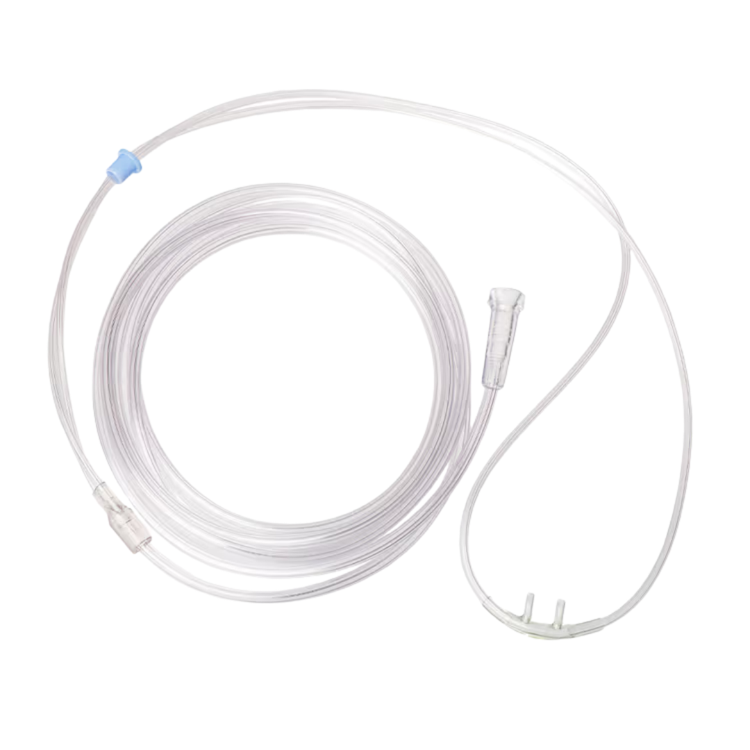 NS Nasal Oxygen Cannula with 210cm tube, available in infant, child, and adult sizes, designed for gentle and reliable oxygen therapy delivery.
