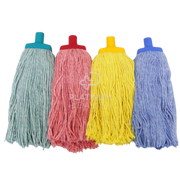 Nab Clean 400g Mop Head in blue, red, gree, and, yellow, featuring high-absorbency cotton for efficient cleaning, universal fitting for standard mop handles, and machine-washable design for durability and hygiene.