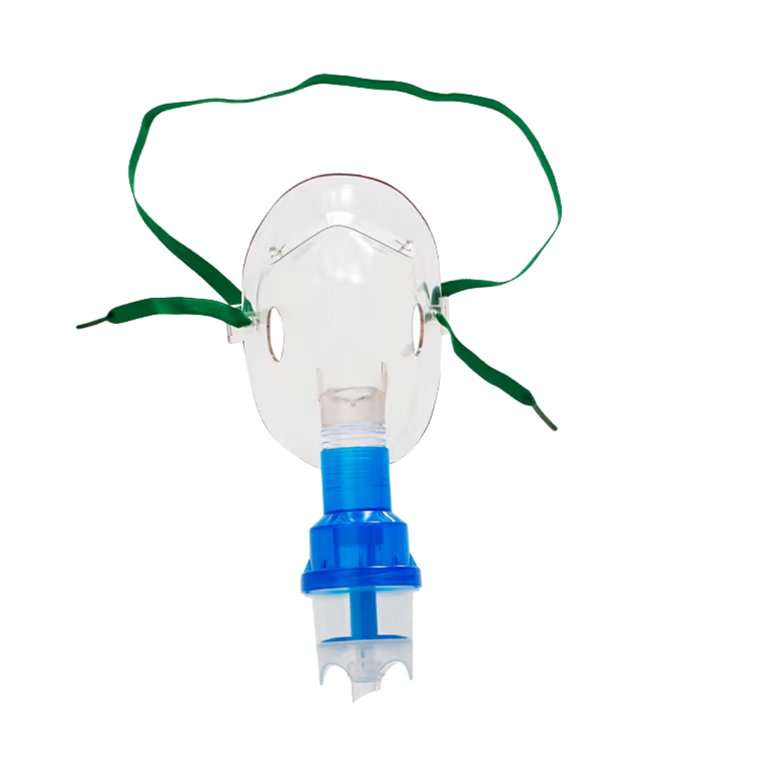 Nebuliser kit with 10mL jar, standard shape mask, and 2.1m kink-resistant tubing made from medical-grade PVC for safe, effective respiratory therapy.