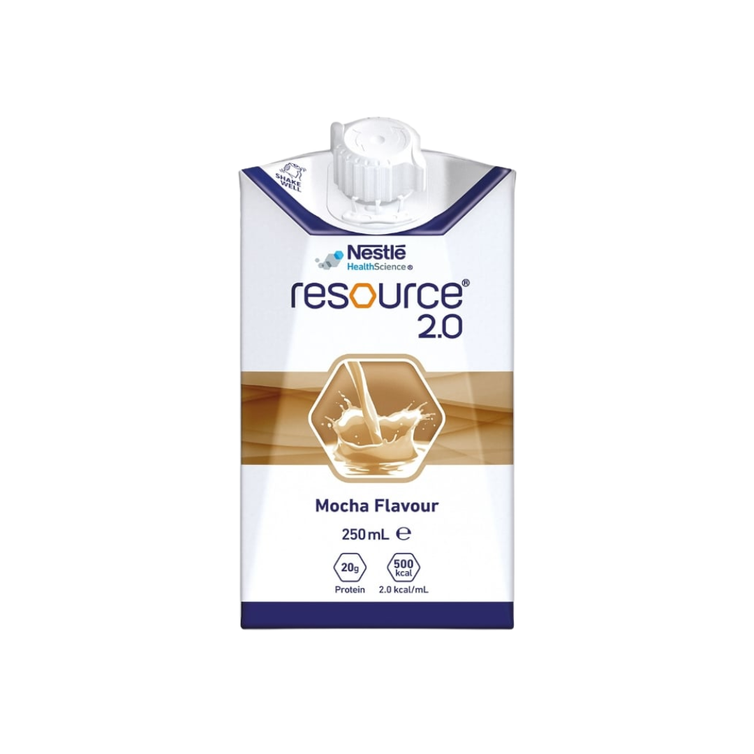 Nestlé Resource 2.0 Tetra 250ml Screw Top in Mocha and Vanilla flavours.

