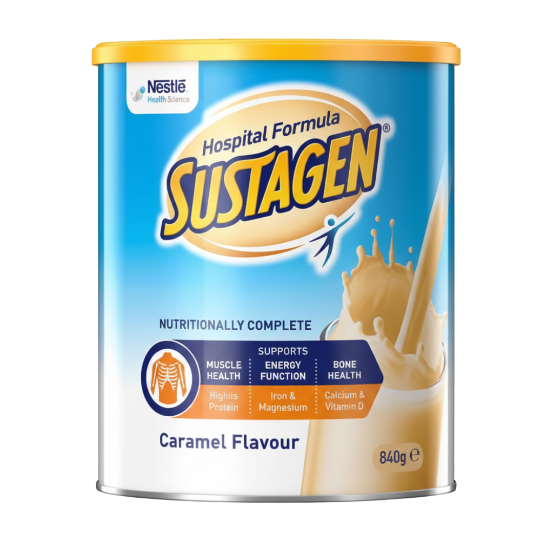 Nestlé Sustagen - Hospital Formula - Caramel Flavour - 840g canister - Nutritionally complete protein supplement.