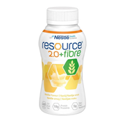 Nestlé Resource 2.0 Fibre Vanilla 200ml nutrition drink in a ready-to-drink bottle, featuring a vanilla flavor and high-calorie, high-protein formula with fibre.